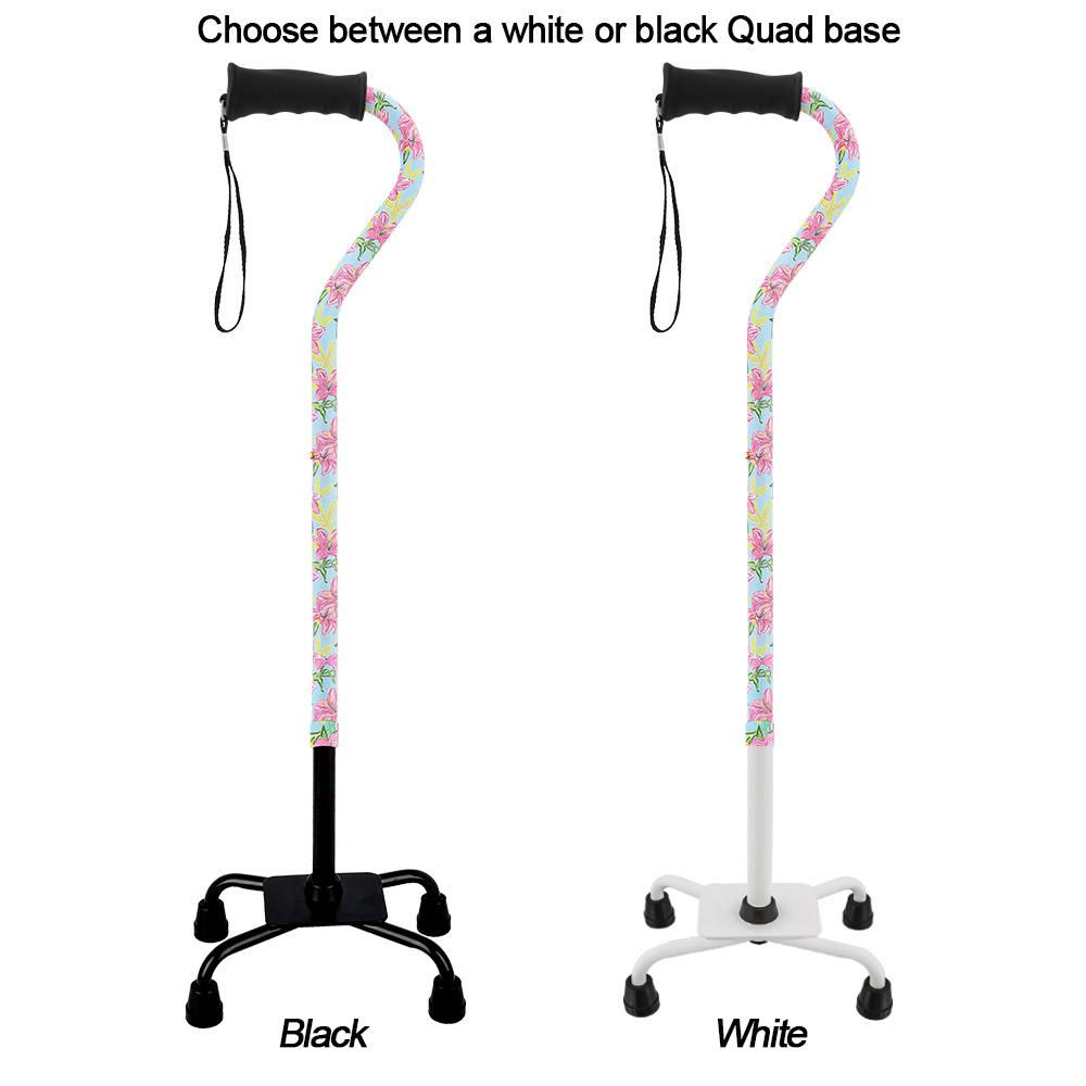 Royal Canes Pink Vivienne May Convertible Quad Base Walking Cane with Comfort Grip - Adjustable Shaft
