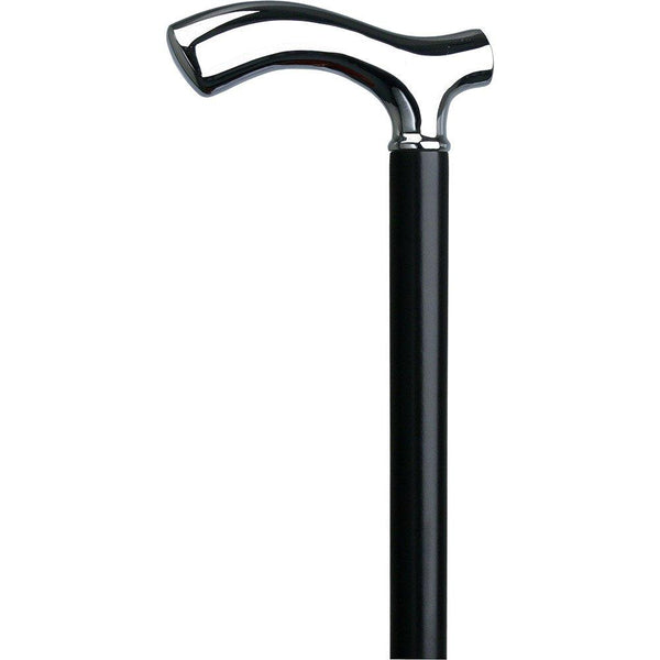 Royal Canes Black Slim Line Chrome Plated Fritz Walking Cane With Black Beechwood Shaft