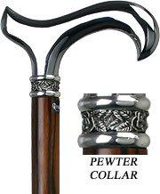 Royal Canes Chrome Plated Derby Walking Cane With Ebony Shaft and Rose Pewter Collar