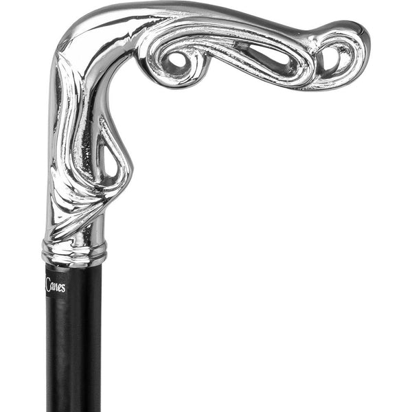 Royal Canes Chrome Plated Vine Fritz Walking Cane With Black Beechwood Wood Shaft