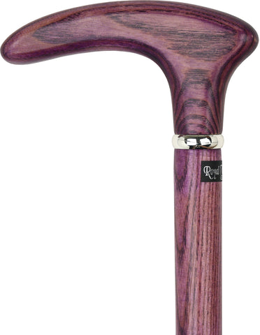 Royal Canes Purple Amethyst Cosmopolitan Handle Walking Cane With Ash Wood Shaft and Silver Collar