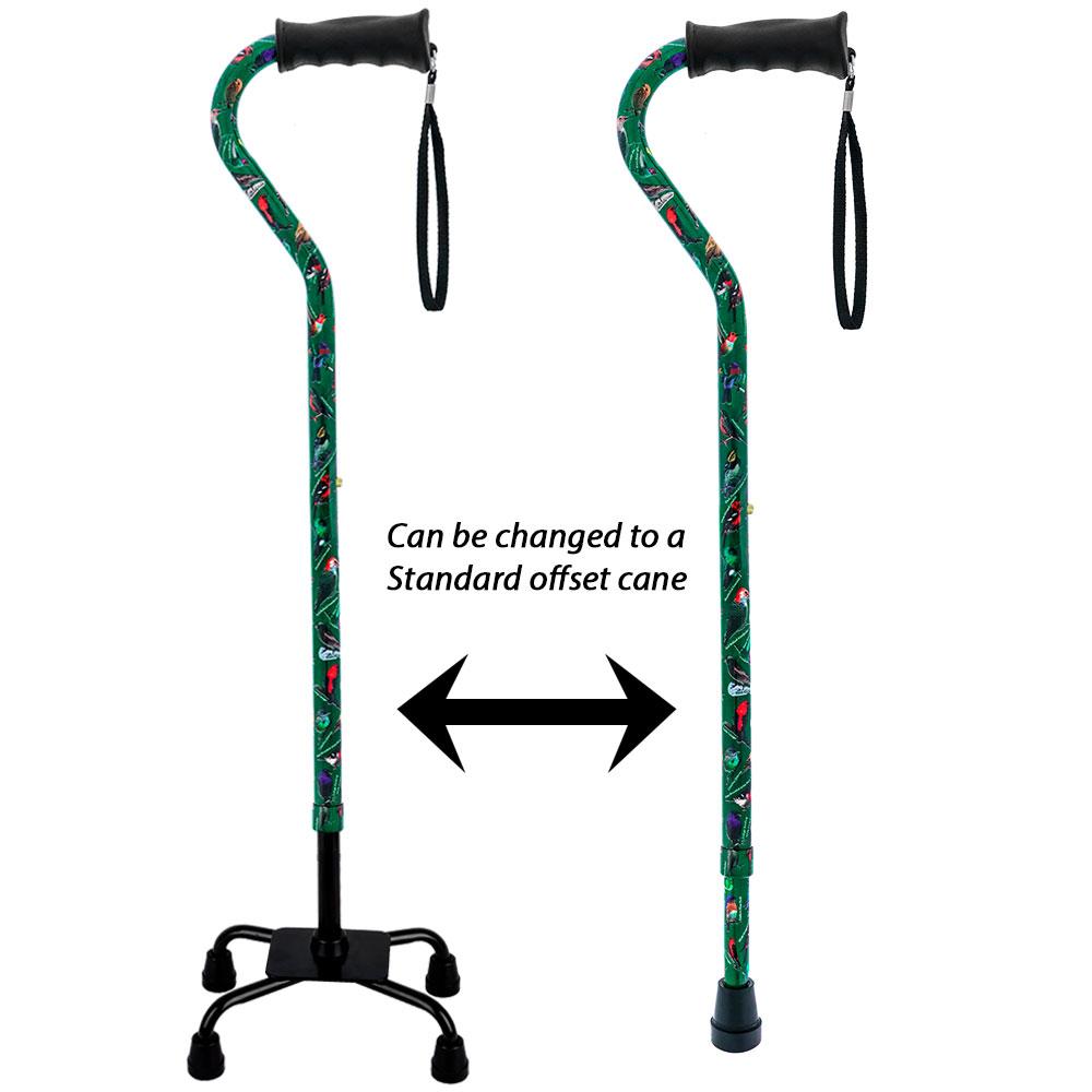 Royal Canes American Songbird Aluminum Convertible Quad Base Walking Cane - Adjustable Shaft