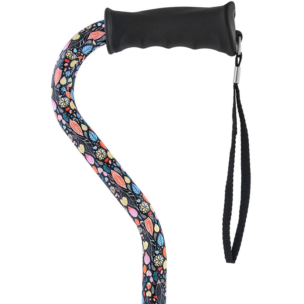 Royal Canes Autumn Leaves Aluminum Convertible Quad Walking Cane with Comfort Grip - Adjustable Shaft