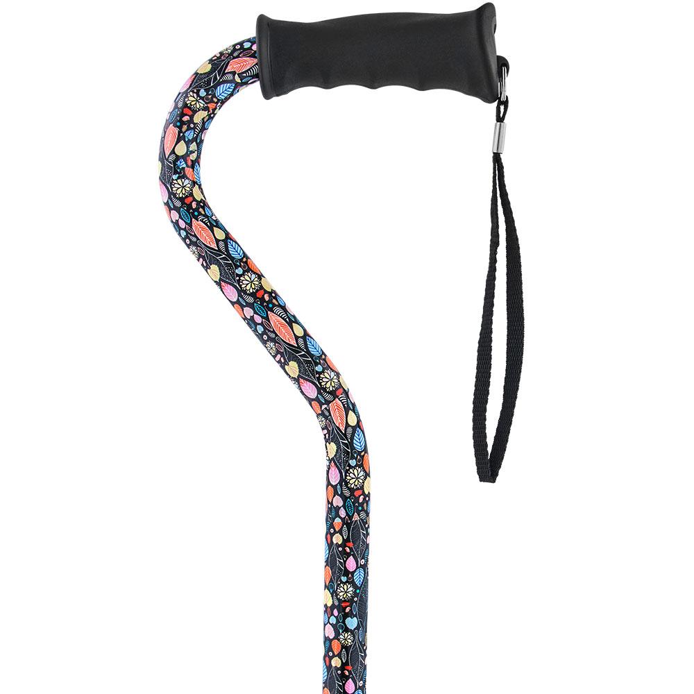 Royal Canes Autumn Leaves Aluminum Convertible Quad Walking Cane with Comfort Grip - Adjustable Shaft