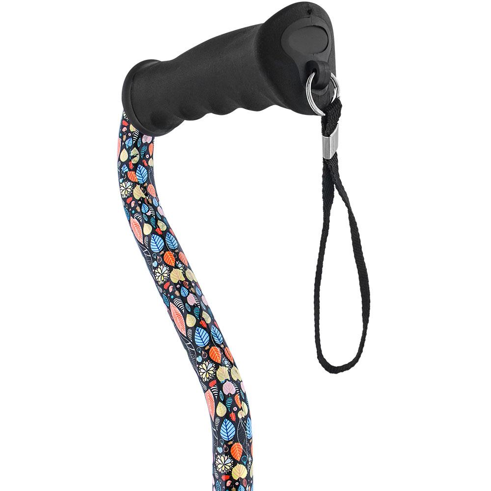 Royal Canes Autumn Leaves Aluminum Convertible Quad Walking Cane with Comfort Grip - Adjustable Shaft