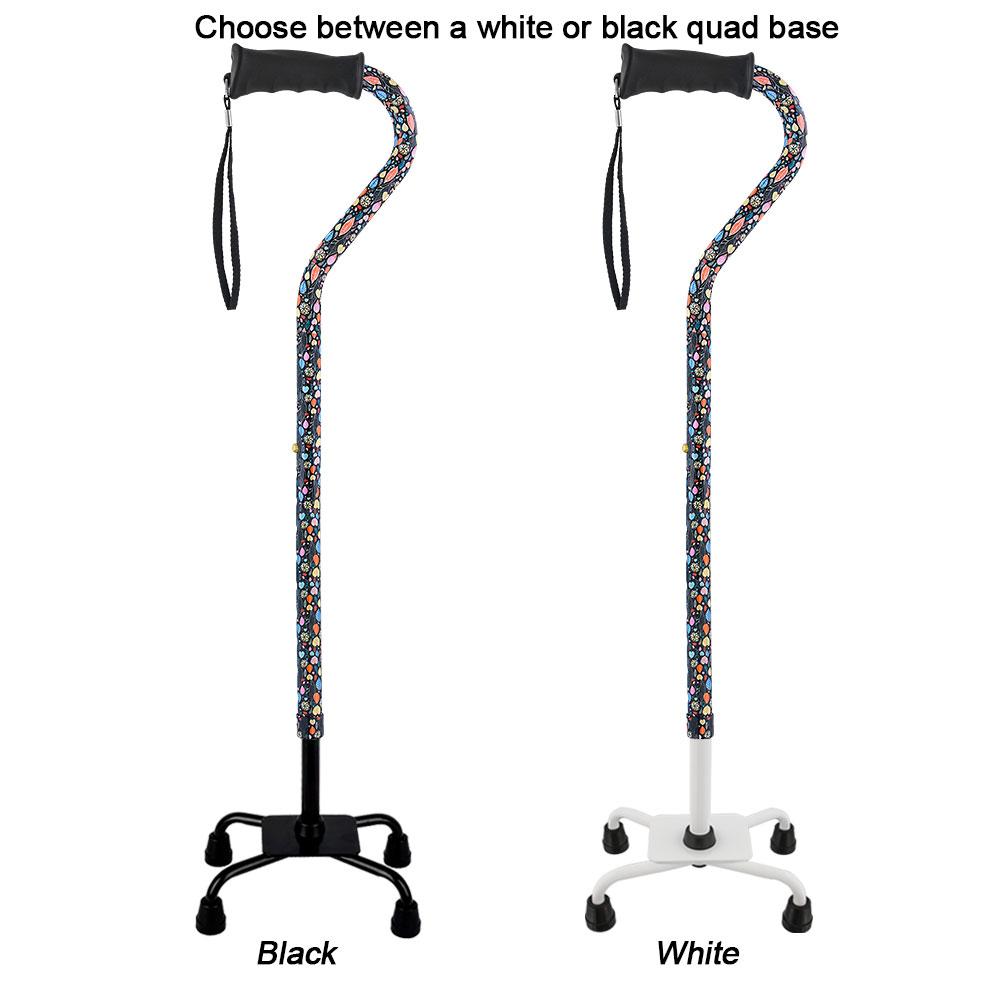 Royal Canes Autumn Leaves Aluminum Convertible Quad Walking Cane with Comfort Grip - Adjustable Shaft