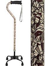 Royal Canes Bahama Leaf Aluminum Convertible Quad Base Walking Cane - Adjustable Shaft