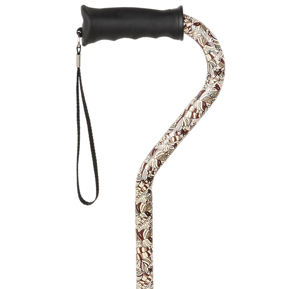 Royal Canes Bahama Leaf Aluminum Convertible Quad Base Walking Cane - Adjustable Shaft