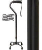 Royal Canes Black Aluminum Convertible Quad Base Walking Cane - Adjustable Shaft