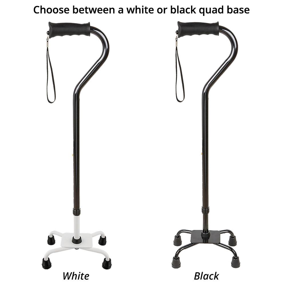 Royal Canes Black Aluminum Convertible Quad Base Walking Cane - Adjustable Shaft