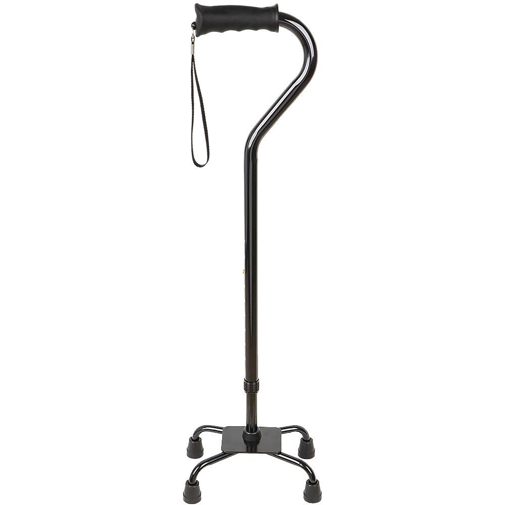 Royal Canes Black Aluminum Convertible Quad Base Walking Cane - Adjustable Shaft