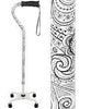 Royal Canes Black and White Convertible Quad Base Walking Cane with Comfort Grip - Adjustable Shaft