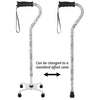 Royal Canes Black and White Convertible Quad Base Walking Cane with Comfort Grip - Adjustable Shaft