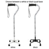 Royal Canes Black and White Convertible Quad Base Walking Cane with Comfort Grip - Adjustable Shaft