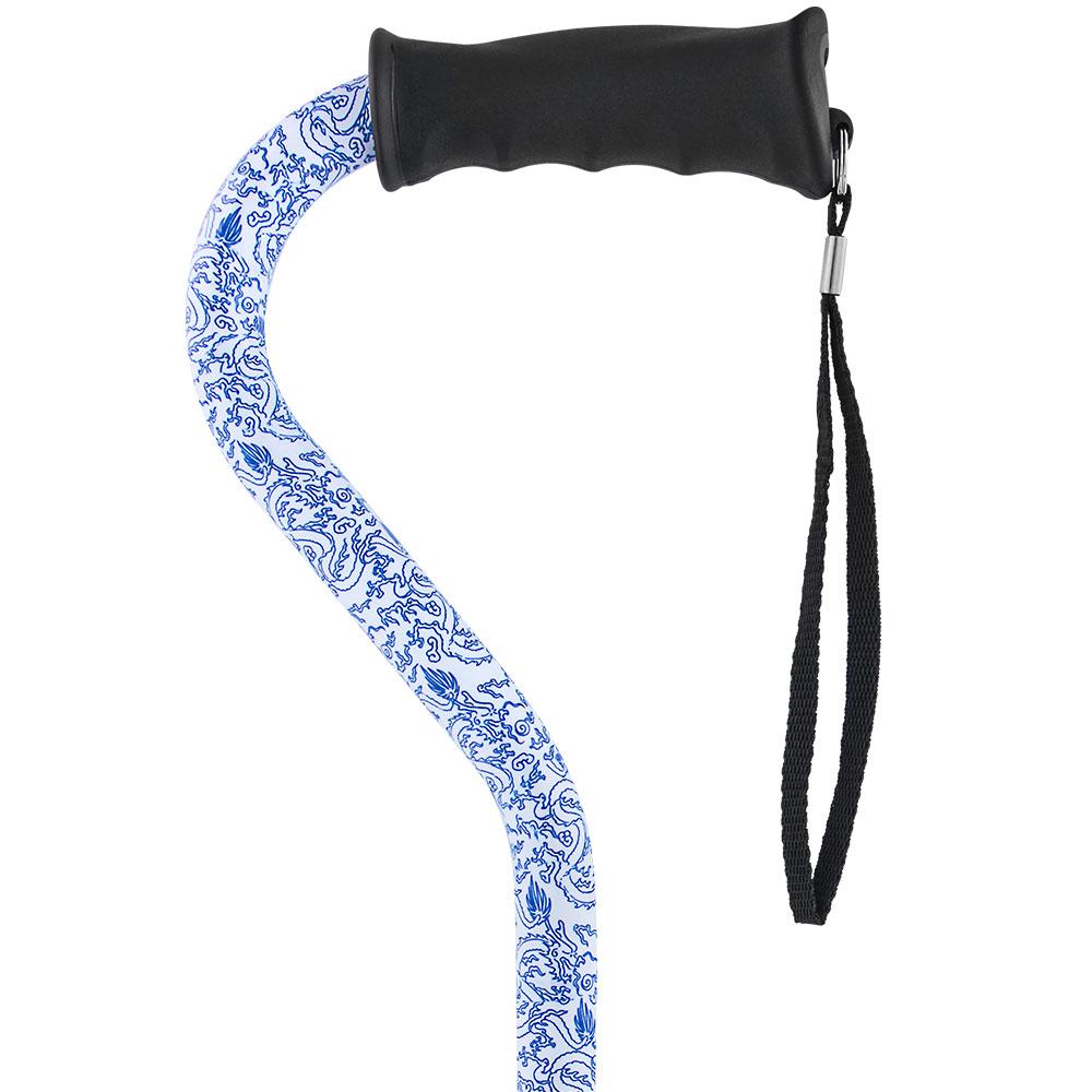 Royal Canes Blue Rain Designer Aluminum Convertible Quad Walking Cane with Comfort Grip - Adjustable Shaft