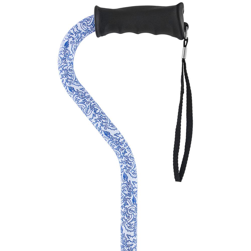 Royal Canes Blue Rain Designer Aluminum Convertible Quad Walking Cane with Comfort Grip - Adjustable Shaft