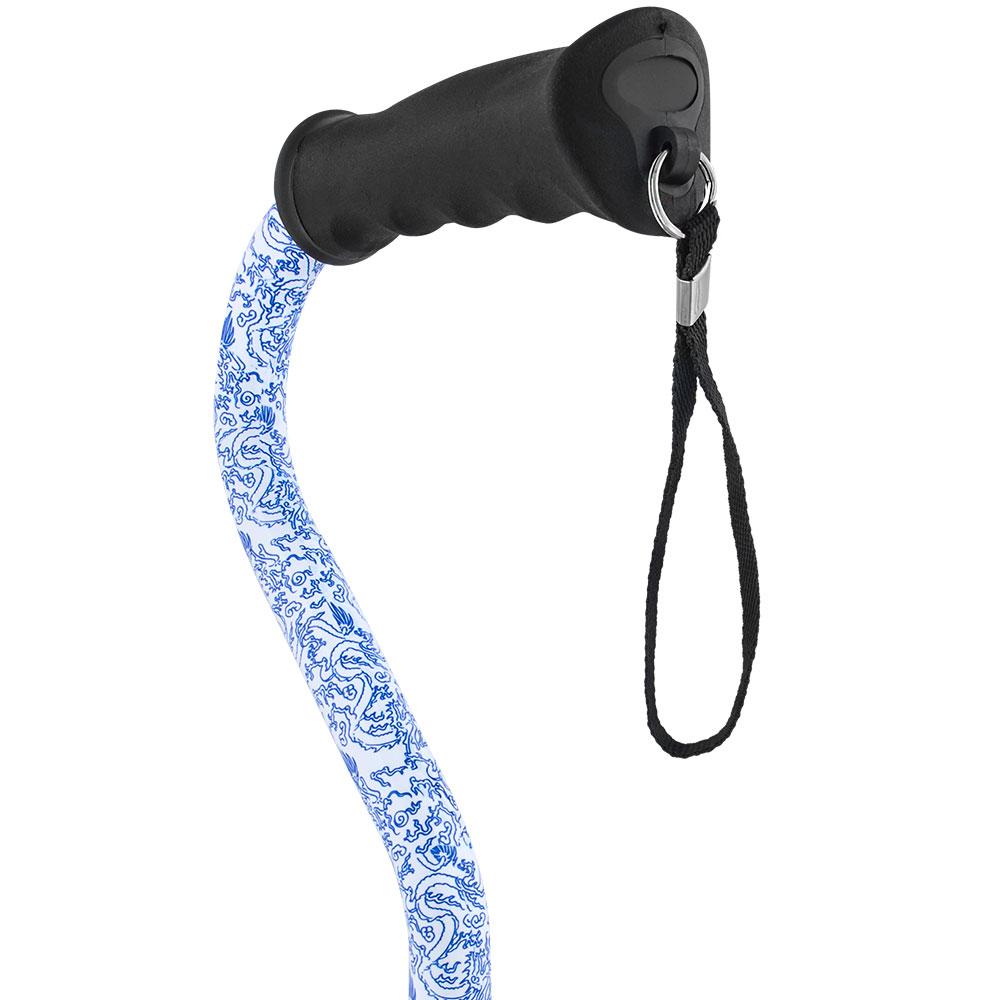Royal Canes Blue Rain Designer Aluminum Convertible Quad Walking Cane with Comfort Grip - Adjustable Shaft