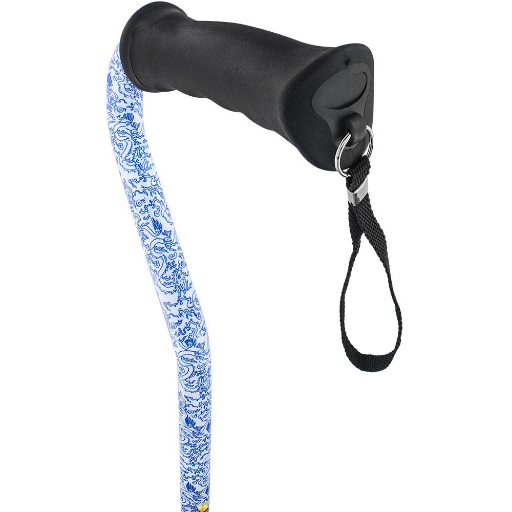 Royal Canes Blue Rain Designer Aluminum Convertible Quad Walking Cane with Comfort Grip - Adjustable Shaft