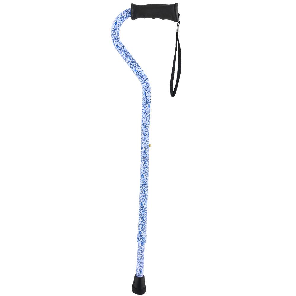 Royal Canes Blue Rain Designer Aluminum Convertible Quad Walking Cane with Comfort Grip - Adjustable Shaft