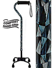 Royal Canes Blue Reflections Aluminum Convertible Quad Base Walking Cane - Adjustable Shaft