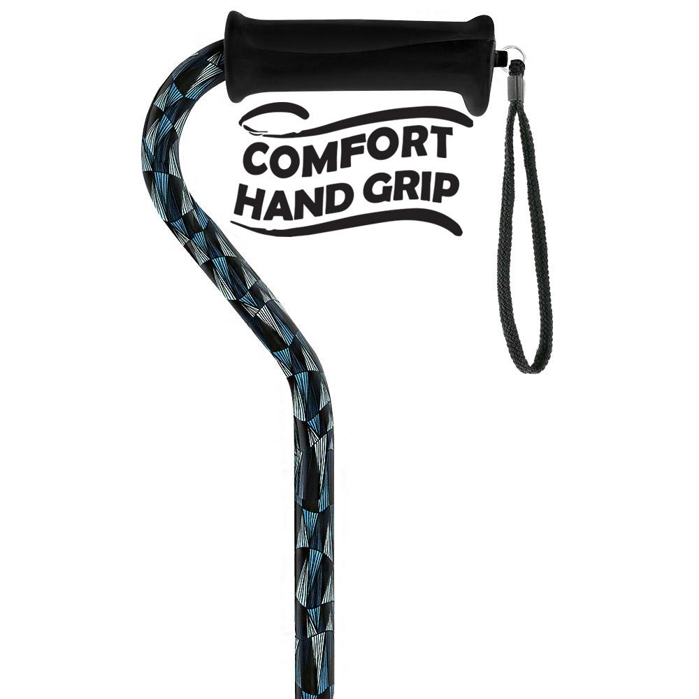 Royal Canes Blue Reflections Aluminum Convertible Quad Base Walking Cane - Adjustable Shaft