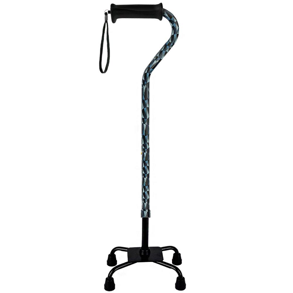 Royal Canes Blue Reflections Aluminum Convertible Quad Base Walking Cane - Adjustable Shaft