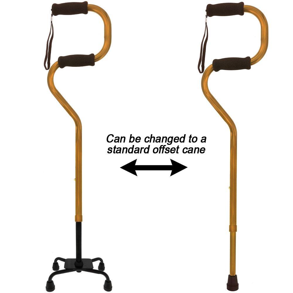 Royal Canes Bronze EZ-Get-up-from-Seat Convertible Quad Base Walking Cane