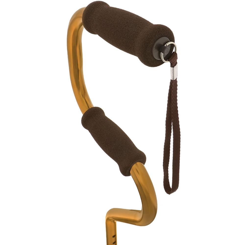 Royal Canes Bronze EZ-Get-up-from-Seat Convertible Quad Base Walking Cane