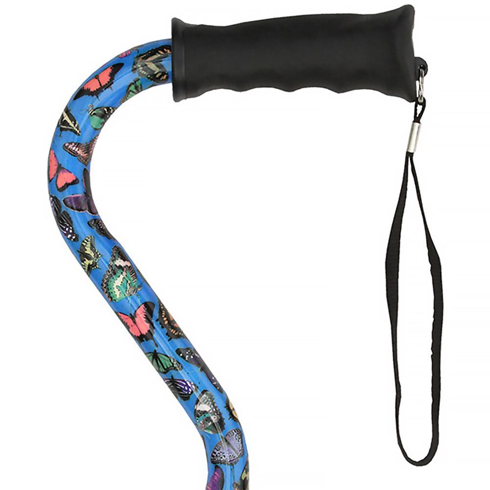 Royal Canes Butterflies Aluminum Convertible Quad Base Walking Cane - Adjustable Shaft