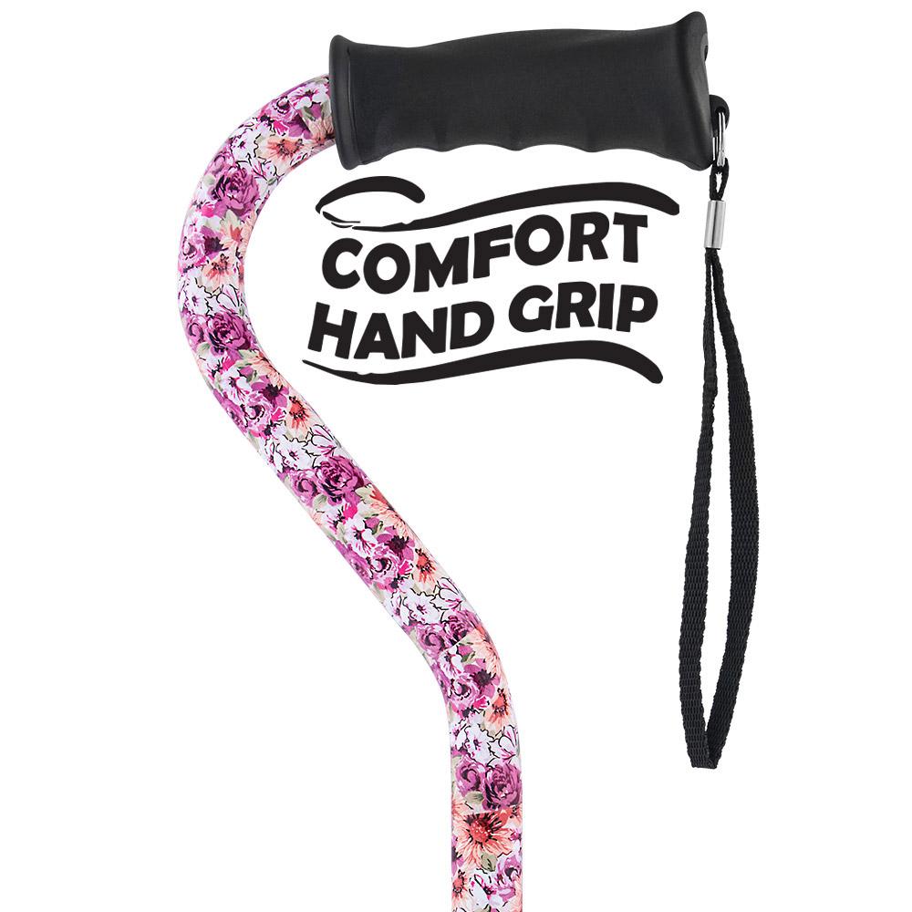 Royal Canes Daisy Meadows Aluminum Convertible Quad Walking Cane with Comfort Grip - Adjustable Shaft