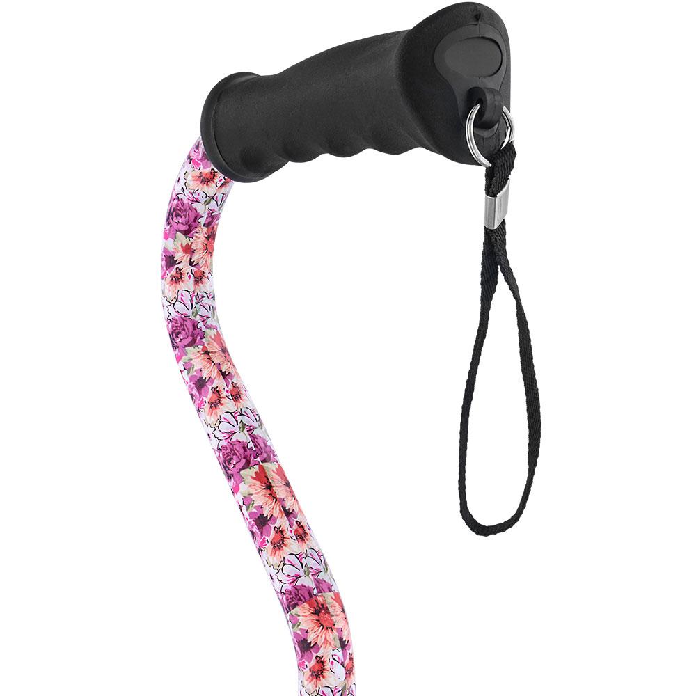 Royal Canes Daisy Meadows Aluminum Convertible Quad Walking Cane with Comfort Grip - Adjustable Shaft