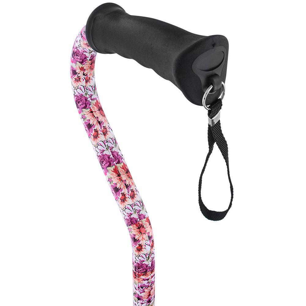 Royal Canes Daisy Meadows Aluminum Convertible Quad Walking Cane with Comfort Grip - Adjustable Shaft