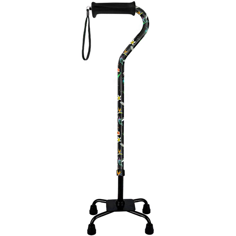 Royal Canes Flight of the Hummingbird Aluminum Convertible Quad Base Walking Cane - Adjustable Shaft