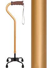 Royal Canes Gold Convertible Quad Base Walking Cane with Comfort Grip - Adjustable Shaft