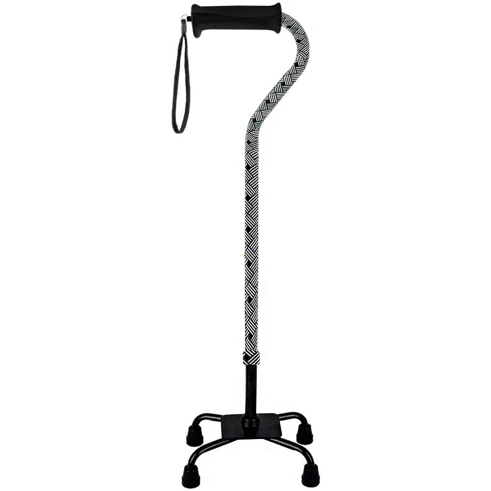 Royal Canes Herringbone Aluminum Convertible Quad Base Walking Cane - Adjustable Shaft