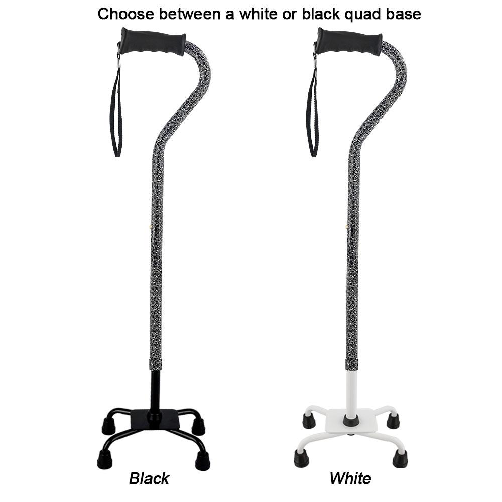 Royal Canes Midnight Rain Aluminum Convertible Quad Walking Cane with Comfort Grip - Adjustable Shaft