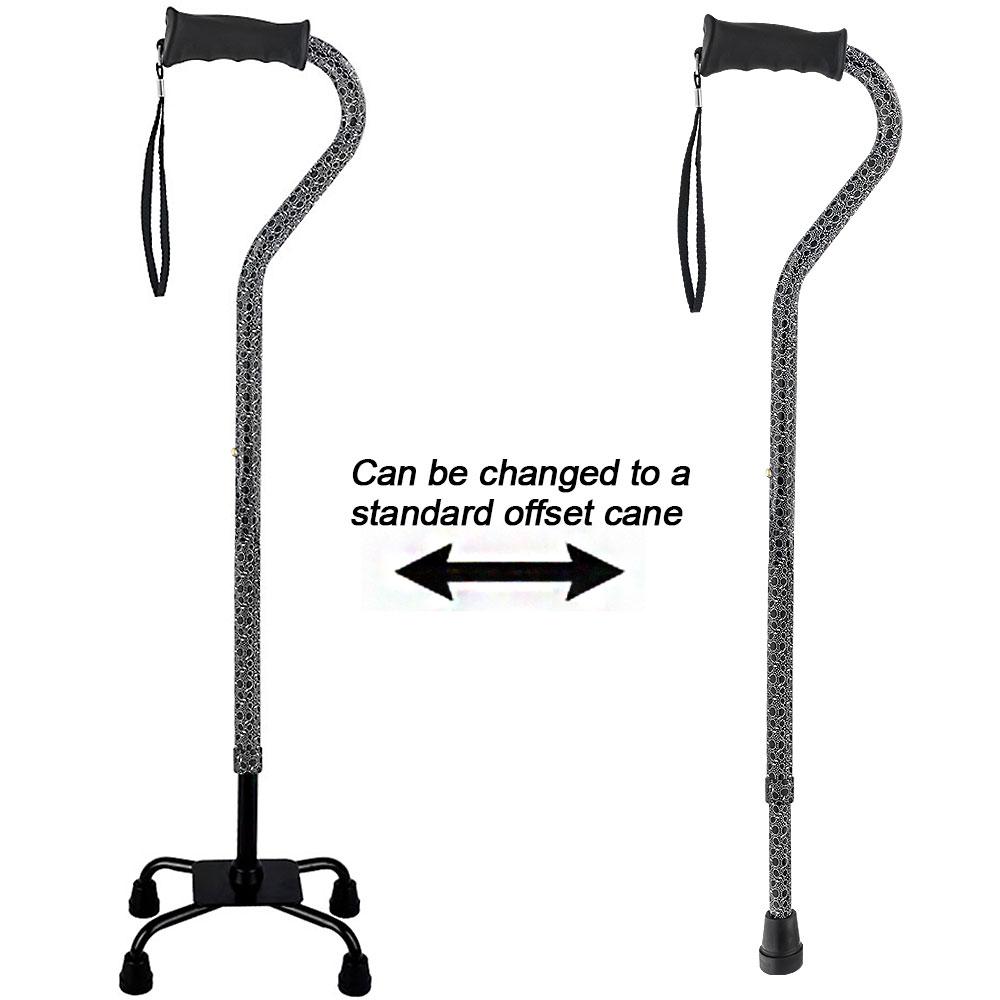 Royal Canes Midnight Rain Aluminum Convertible Quad Walking Cane with Comfort Grip - Adjustable Shaft
