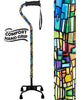 Royal Canes Mosaic Stained Window Aluminum Convertible Quad Walking Cane with Comfort Grip - Adjustable Shaf