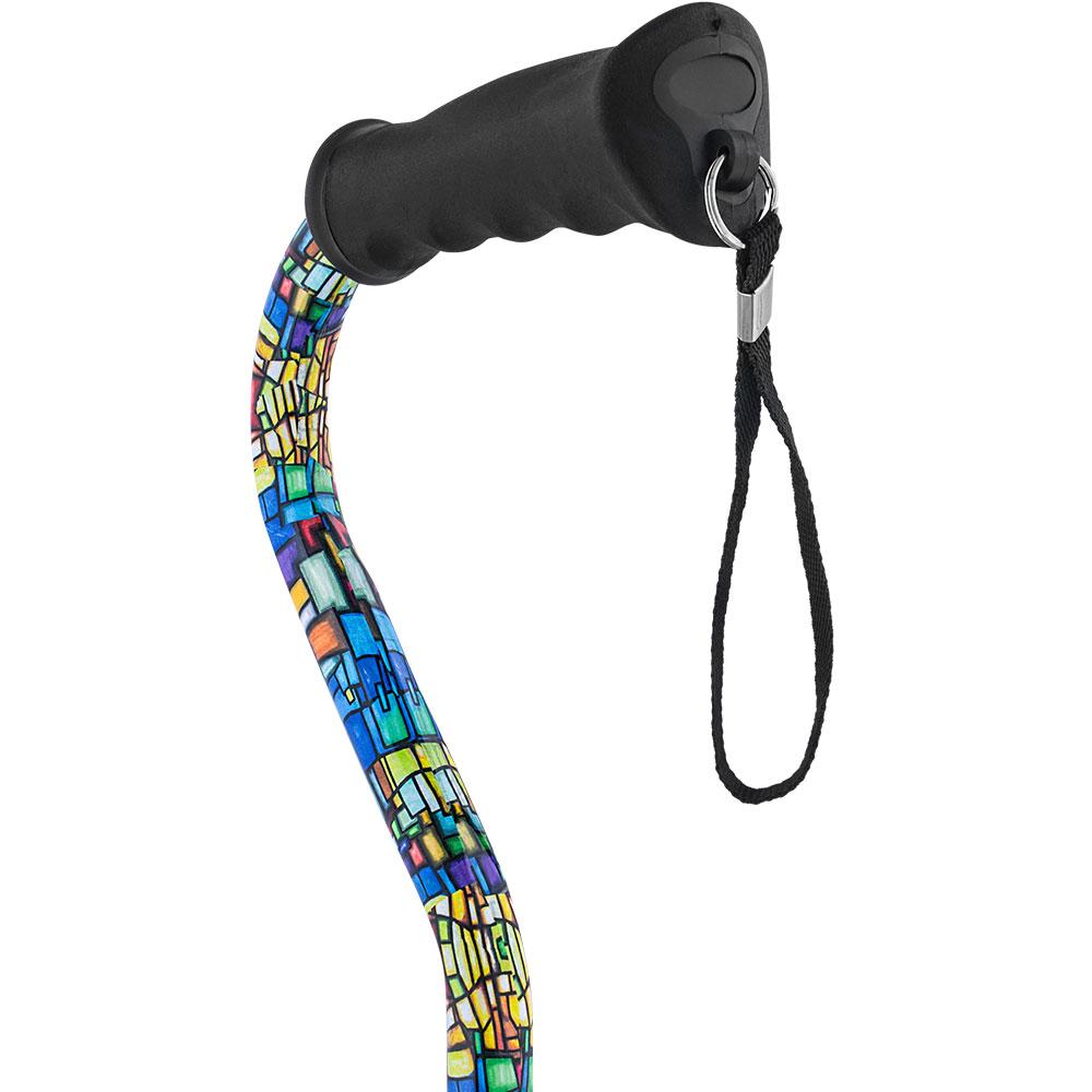 Royal Canes Mosaic Stained Window Aluminum Convertible Quad Walking Cane with Comfort Grip - Adjustable Shaf