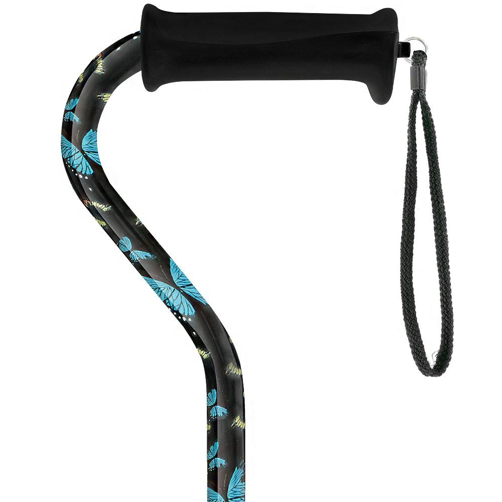 Royal Canes Night of the Butterfly Aluminum Convertible Quad Base Walking Cane - Adjustable Shaft