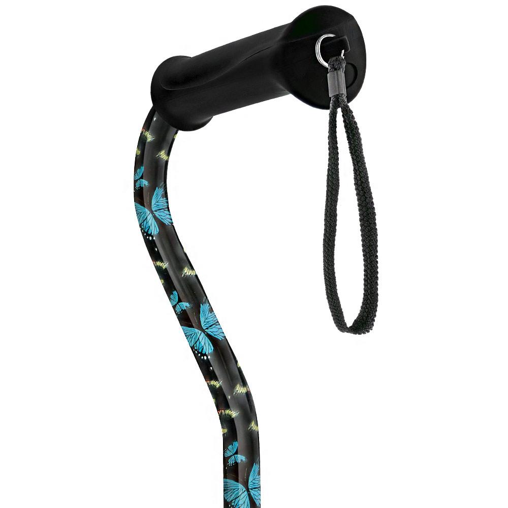 Royal Canes Night of the Butterfly Aluminum Convertible Quad Base Walking Cane - Adjustable Shaft