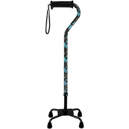 Royal Canes Night of the Butterfly Aluminum Convertible Quad Base Walking Cane - Adjustable Shaft