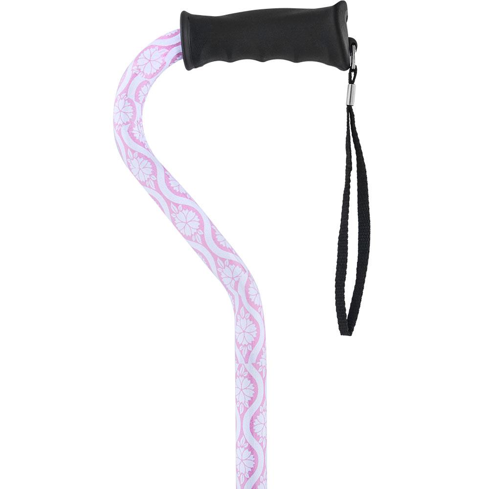 Royal Canes Pink Pastel Rose Aluminum Convertible Quad Walking Cane with Comfort Grip - Adjustable Shaft