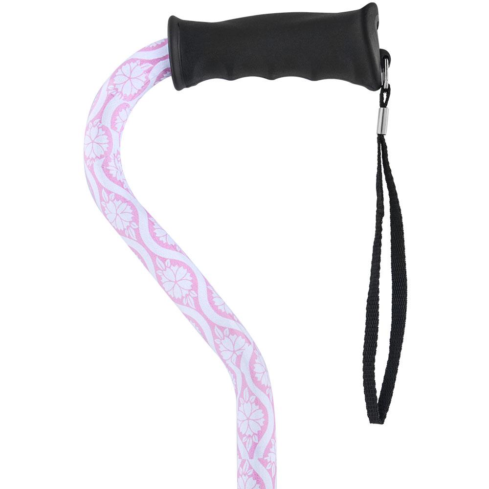 Royal Canes Pink Pastel Rose Aluminum Convertible Quad Walking Cane with Comfort Grip - Adjustable Shaft