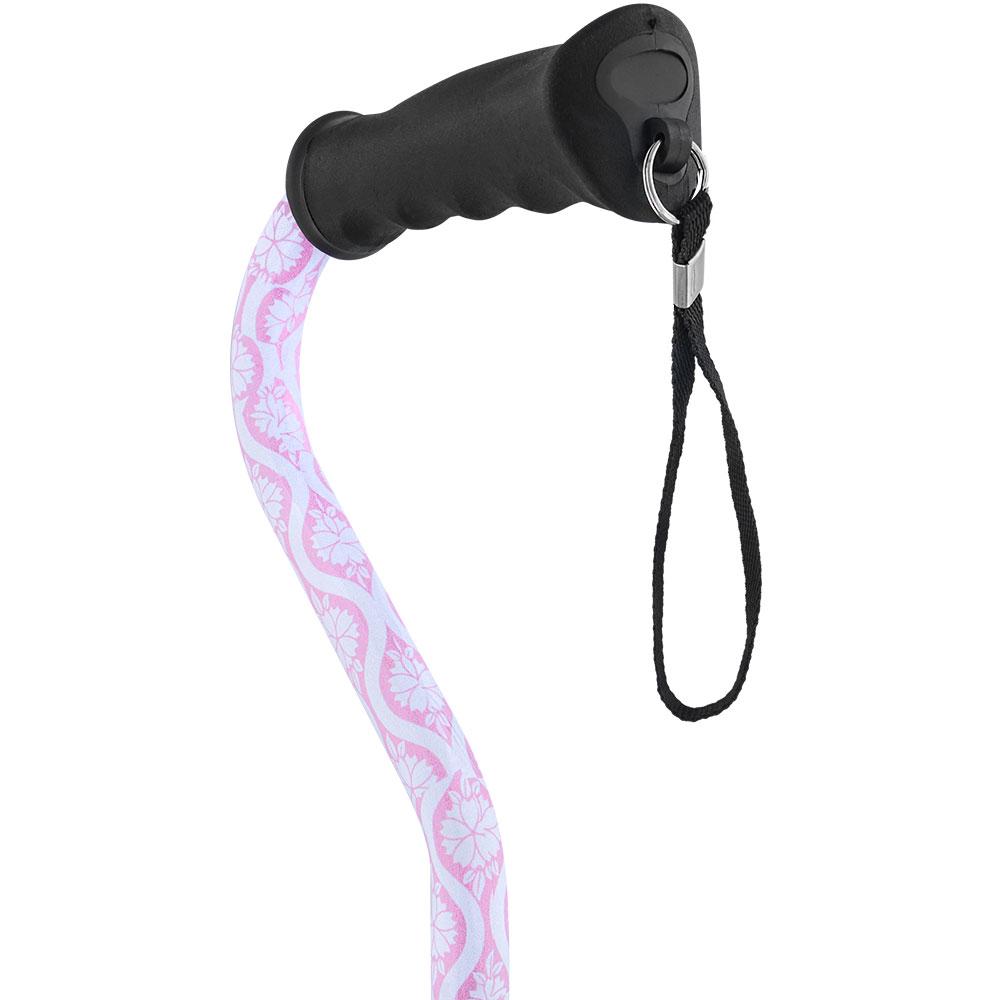 Royal Canes Pink Pastel Rose Aluminum Convertible Quad Walking Cane with Comfort Grip - Adjustable Shaft