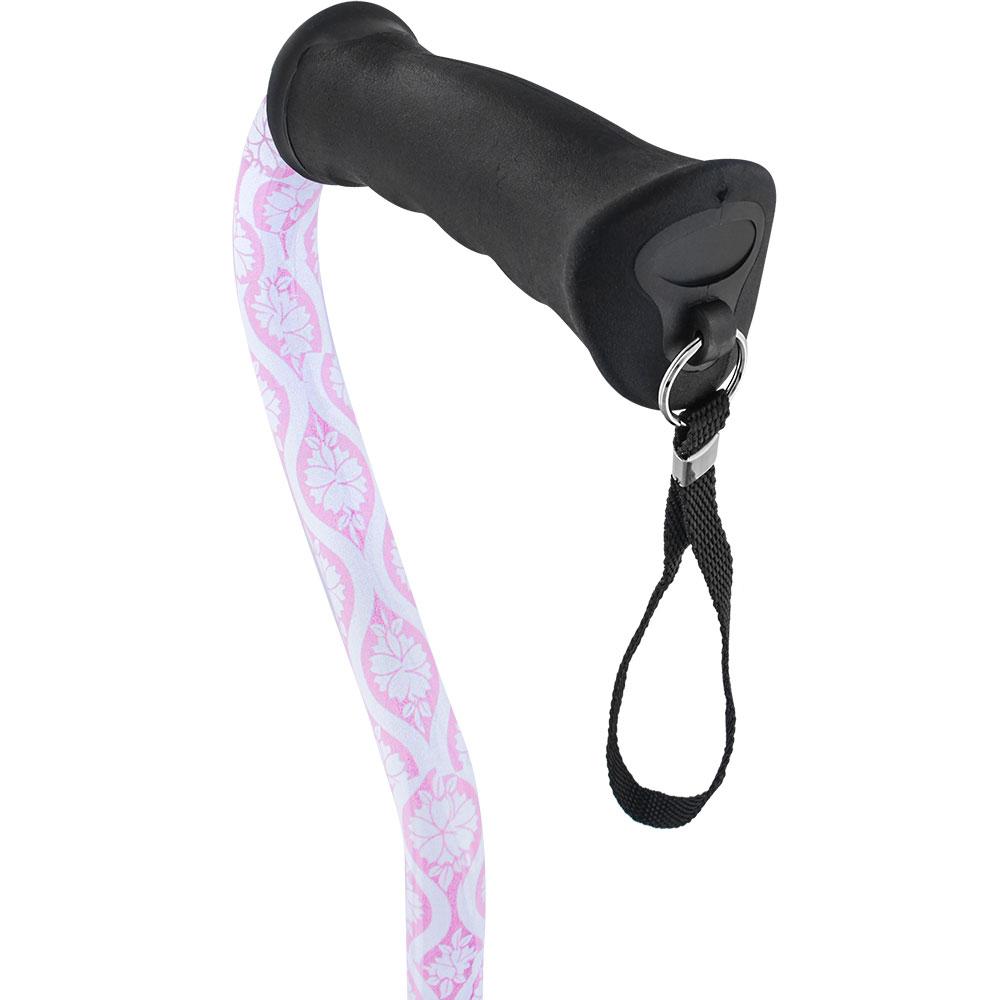 Royal Canes Pink Pastel Rose Aluminum Convertible Quad Walking Cane with Comfort Grip - Adjustable Shaft
