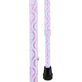 Royal Canes Pink Pastel Rose Aluminum Convertible Quad Walking Cane with Comfort Grip - Adjustable Shaft