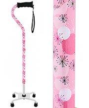 Royal Canes Pretty in Pink Aluminum Convertible Quad Walking Cane with Comfort Grip - Adjustable Shaft