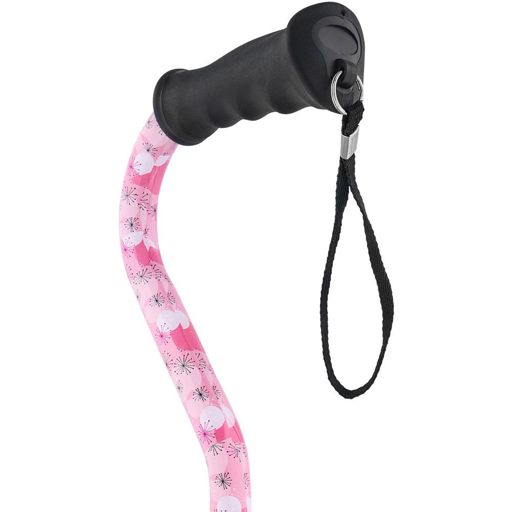 Royal Canes Pretty in Pink Aluminum Convertible Quad Walking Cane with Comfort Grip - Adjustable Shaft