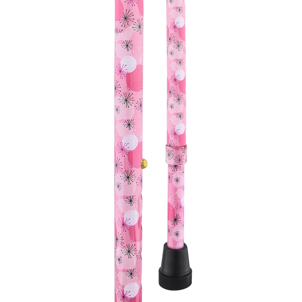 Royal Canes Pretty in Pink Aluminum Convertible Quad Walking Cane with Comfort Grip - Adjustable Shaft